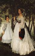 James Tissot The Two Sisters;Pprtrait oil painting picture wholesale
